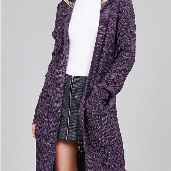 Open Front Violet Sweater Cardigan - Picture 3 of 4